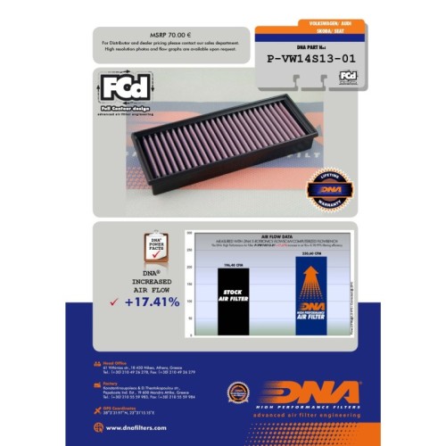 filtro de aire dna skoda laura 1 8l p vw14s13 01