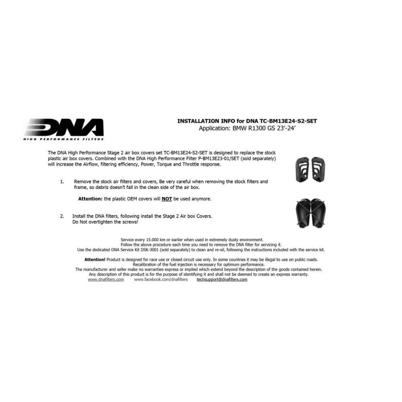 tomas entrada de aire dna para bmw r 1300 gs 23 24 tc bm13e24 s2 set