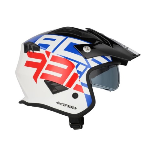 casco acerbis jet aria graphic sport 22 06 color blanco azul y rojo glossy 0026602 034