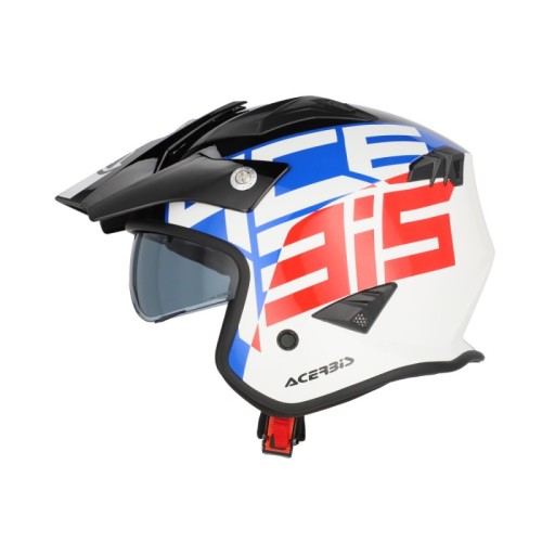 casco acerbis jet aria graphic sport 22 06 color blanco azul y rojo glossy 0026602 034