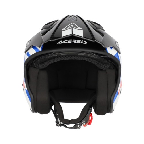 casco acerbis jet aria graphic sport 22 06 color blanco azul y rojo glossy 0026602 034