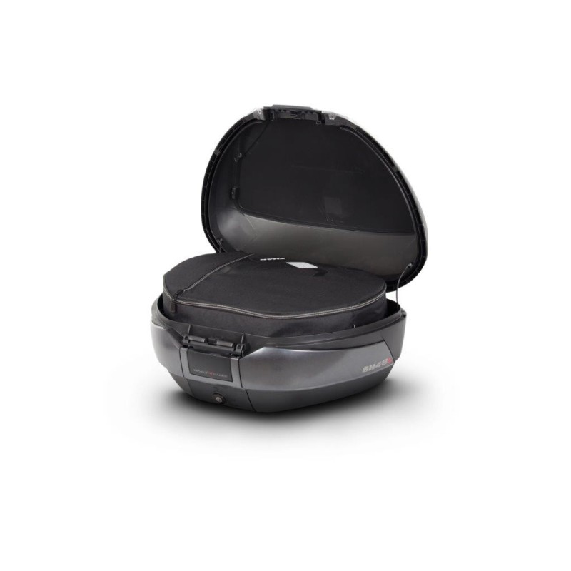 kit baul moto shad sh48 gris oscuro tapa carbono y respaldo d0b48306r