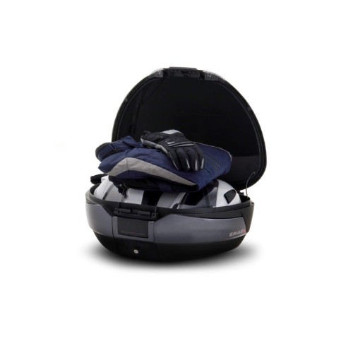 kit baul moto shad sh48 gris oscuro tapa carbono y respaldo d0b48306r