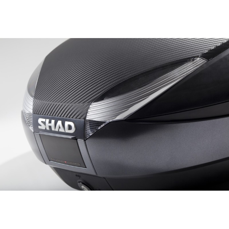 kit baul moto shad sh48 gris oscuro tapa carbono y respaldo d0b48306r