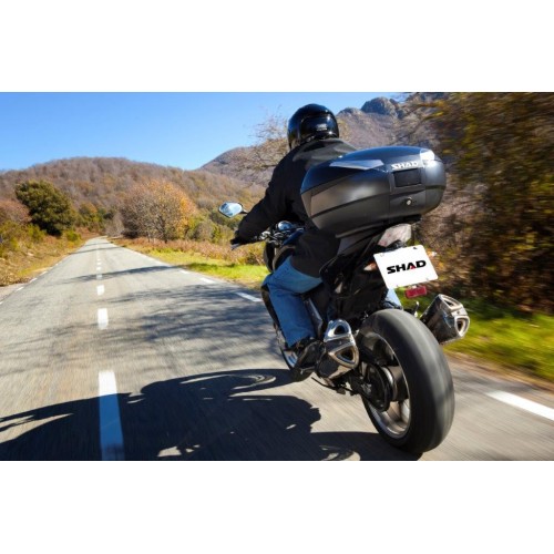 kit baul moto shad sh48 gris oscuro tapa carbono y respaldo d0b48306r