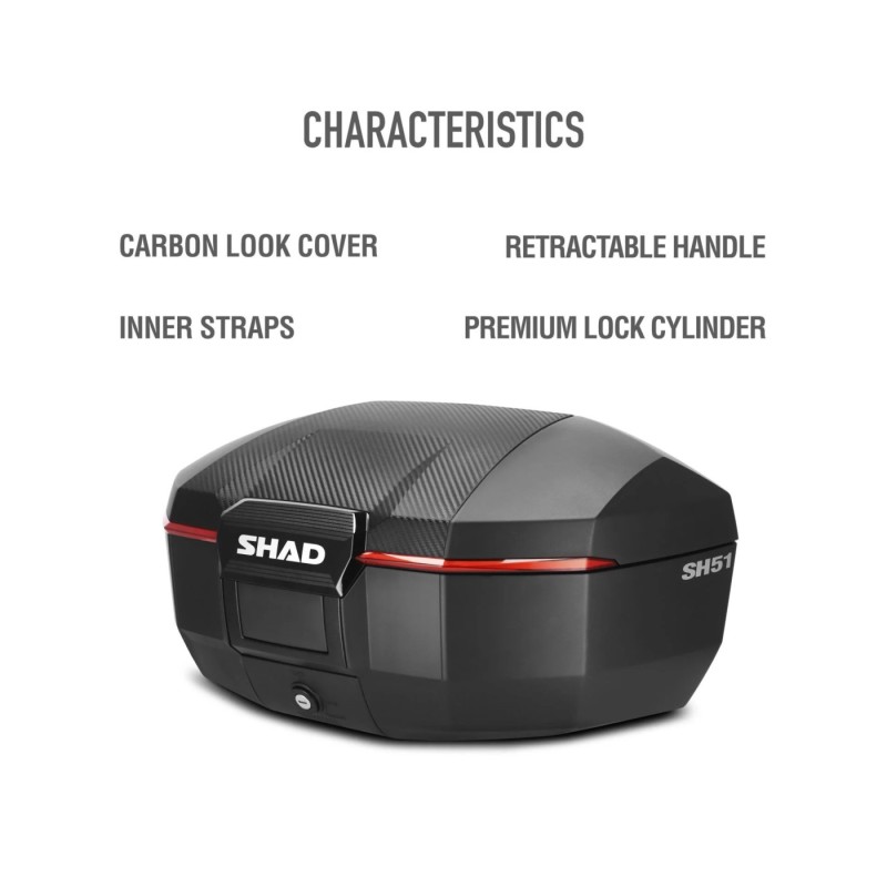 top case moto shad sh51 carbono d0b51106 baul trasero 51 litros