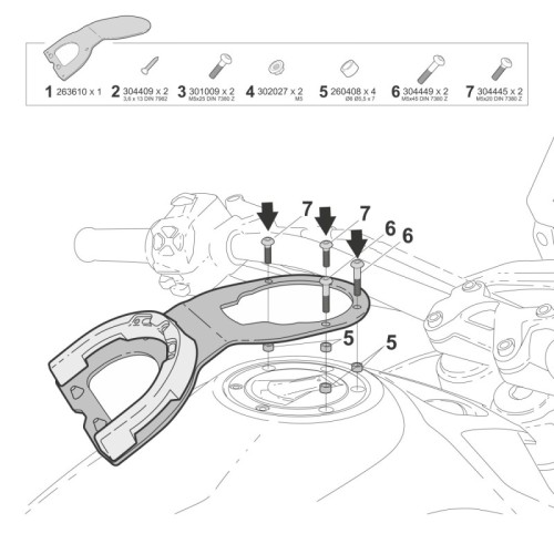 fijacion click system shad m012cs para bolsa de deposito moto guzzi v85 tt