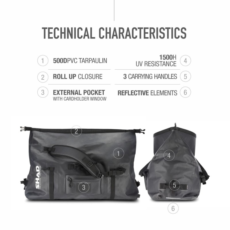 mochila trasera impermeable shad x0sw80 70 l 700 350 310 mm