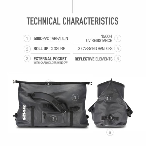 mochila trasera impermeable shad x0sw80 70 l 700 350 310 mm