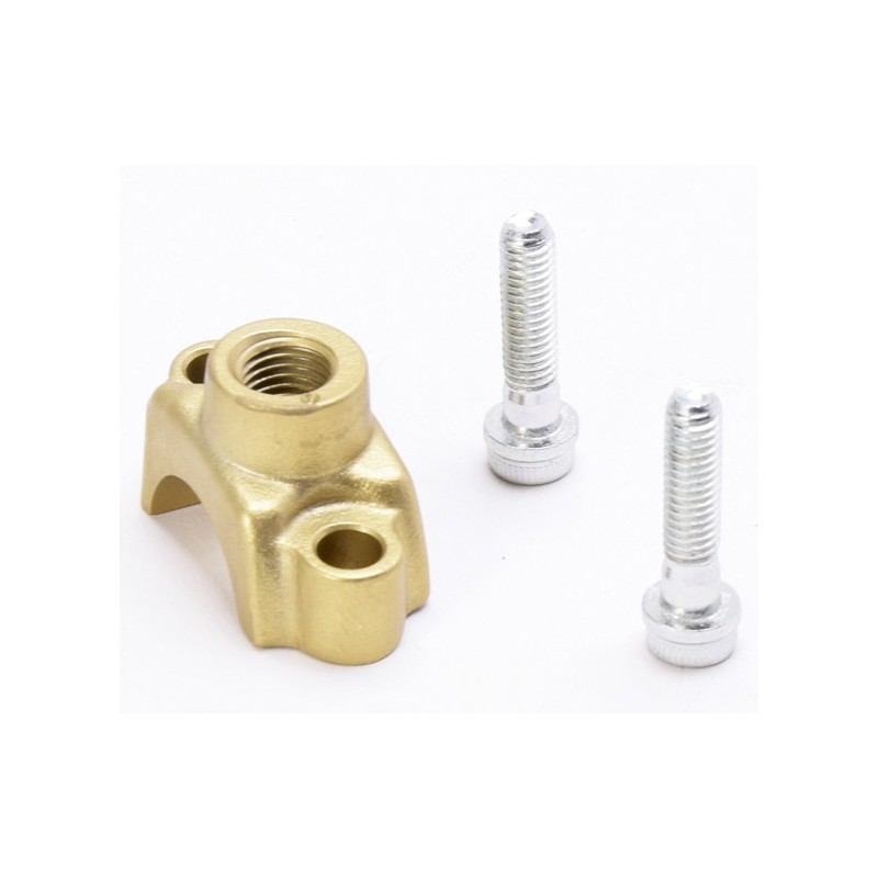 abrazadera de manillar brembo 110437256 dorada con soporte para espejo m10x1 25