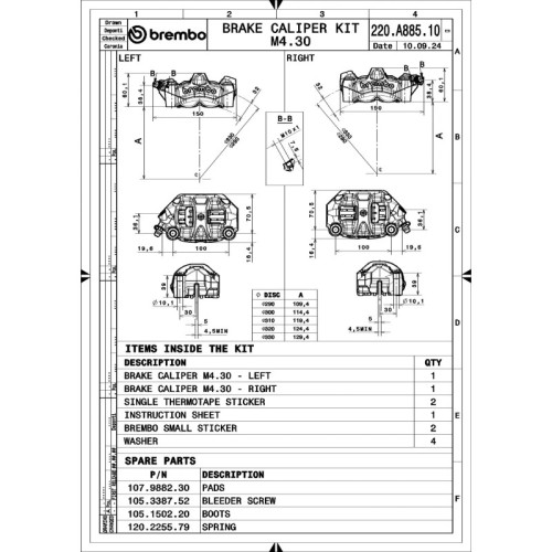 pinzas de freno radiales brembo racing m50 monobloc 100mm