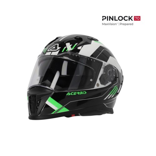 casco integral acerbis homologacion 22 06 negro y verde 0026016 325 talla s