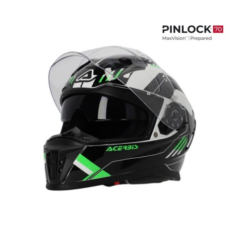 casco integral acerbis homologacion 22 06 negro y verde 0026016 325 talla s
