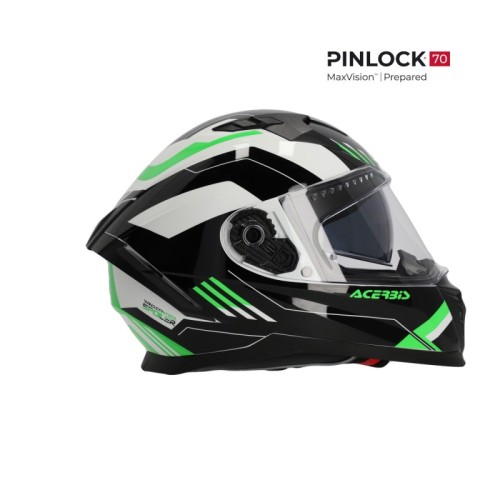 casco integral acerbis homologacion 22 06 negro y verde 0026016 325 talla s