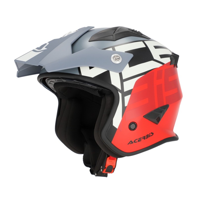 casco acerbis jet aria graphic sport 22 06 color gris y rojo mate talla xs