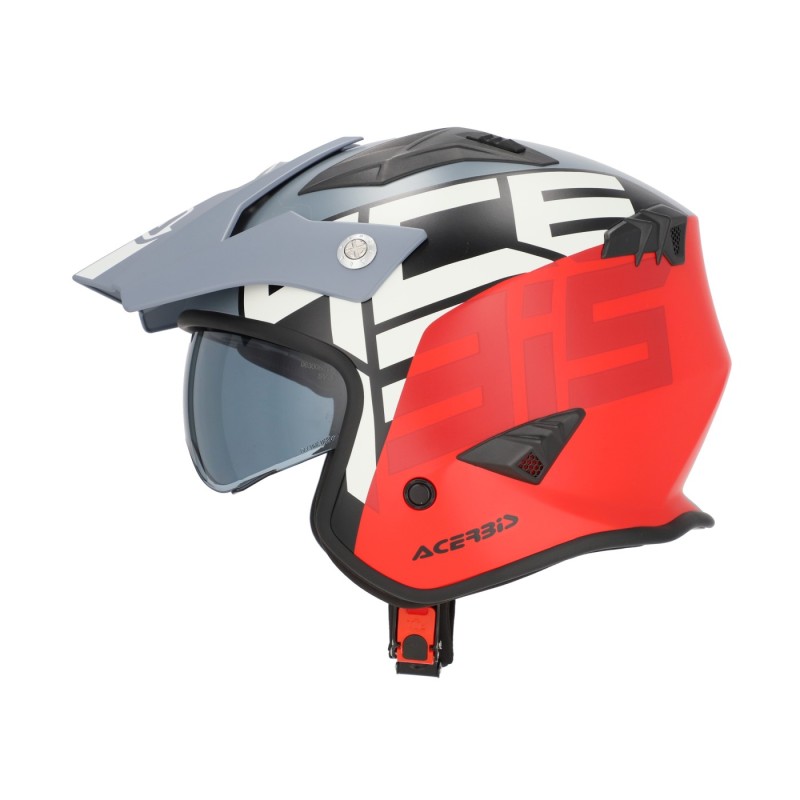 casco acerbis jet aria graphic sport 22 06 color gris y rojo mate talla xs
