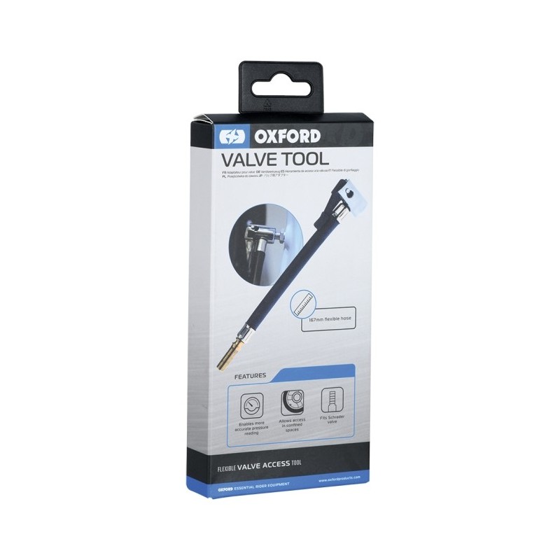 adaptador de acceso a valvula oxford ox753 schrader con tubo flexible 167 mm