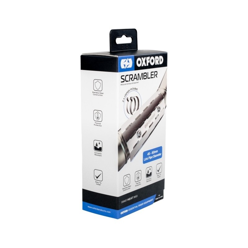 protector termico de escape oxford ox878 scrambler acero inoxidable
