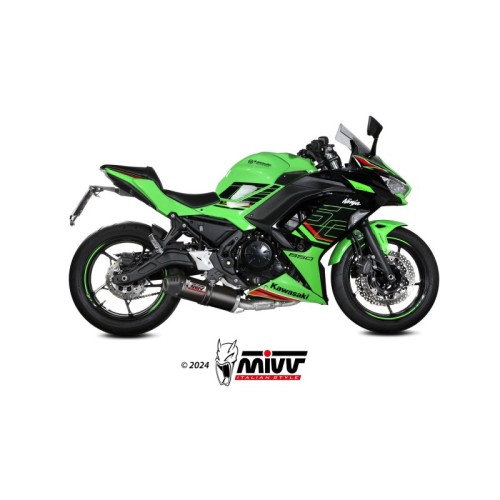 escape completo mivv 2x1 oval carbono con tapa carbono kawasaki ninja 650 z650 2024 26