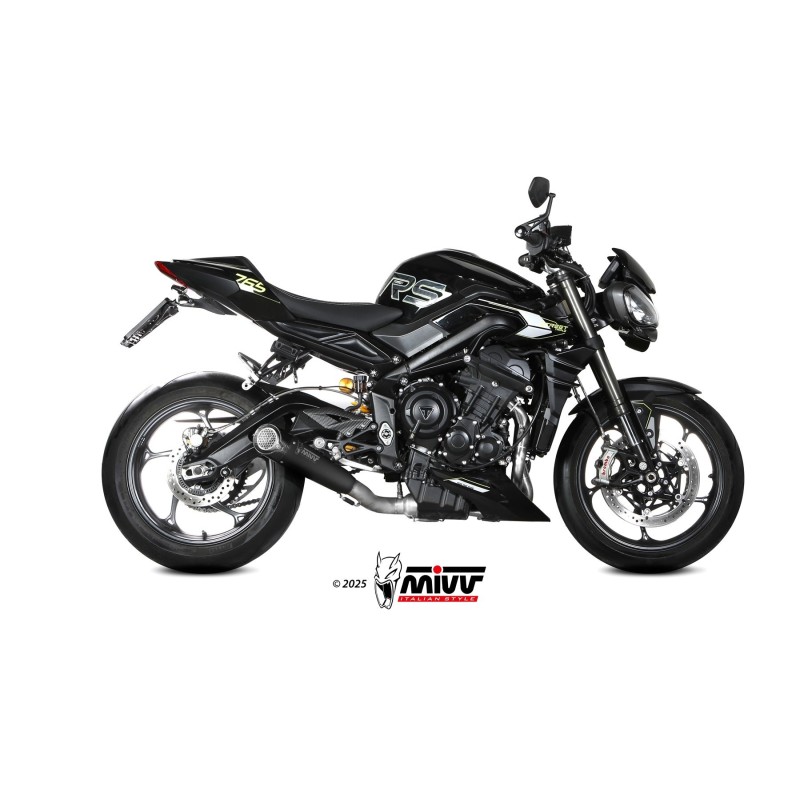 escape completo mivv 3x1 x m5 black triumph street triple 765 r rs 2025 26 t 031 sc5b
