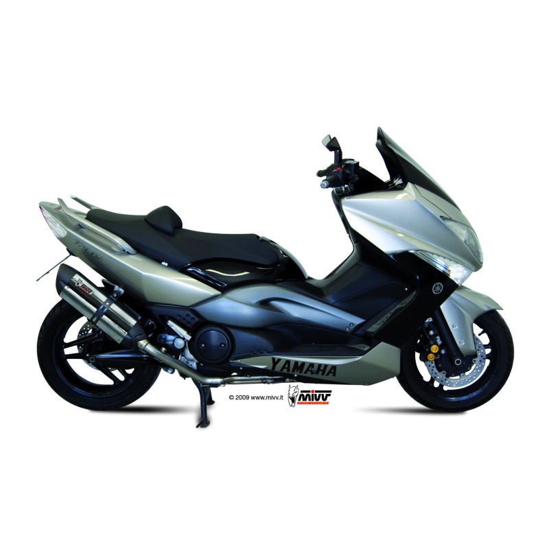 escape completo mivv 2x1 suono st steel con tapa carbono yamaha t max 500 2008 11