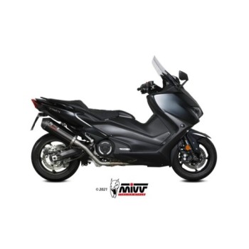 escape completo mivv 2x1 oval black tapa carbono yamaha t max 530 2017 19 560 2020 21