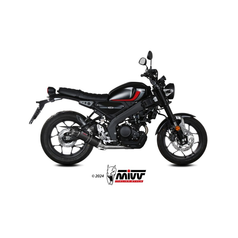 escape completo mivv 1x1 gp carbon con tapa en carbono yamaha xsr 125 2022 24 y 075 l2sc